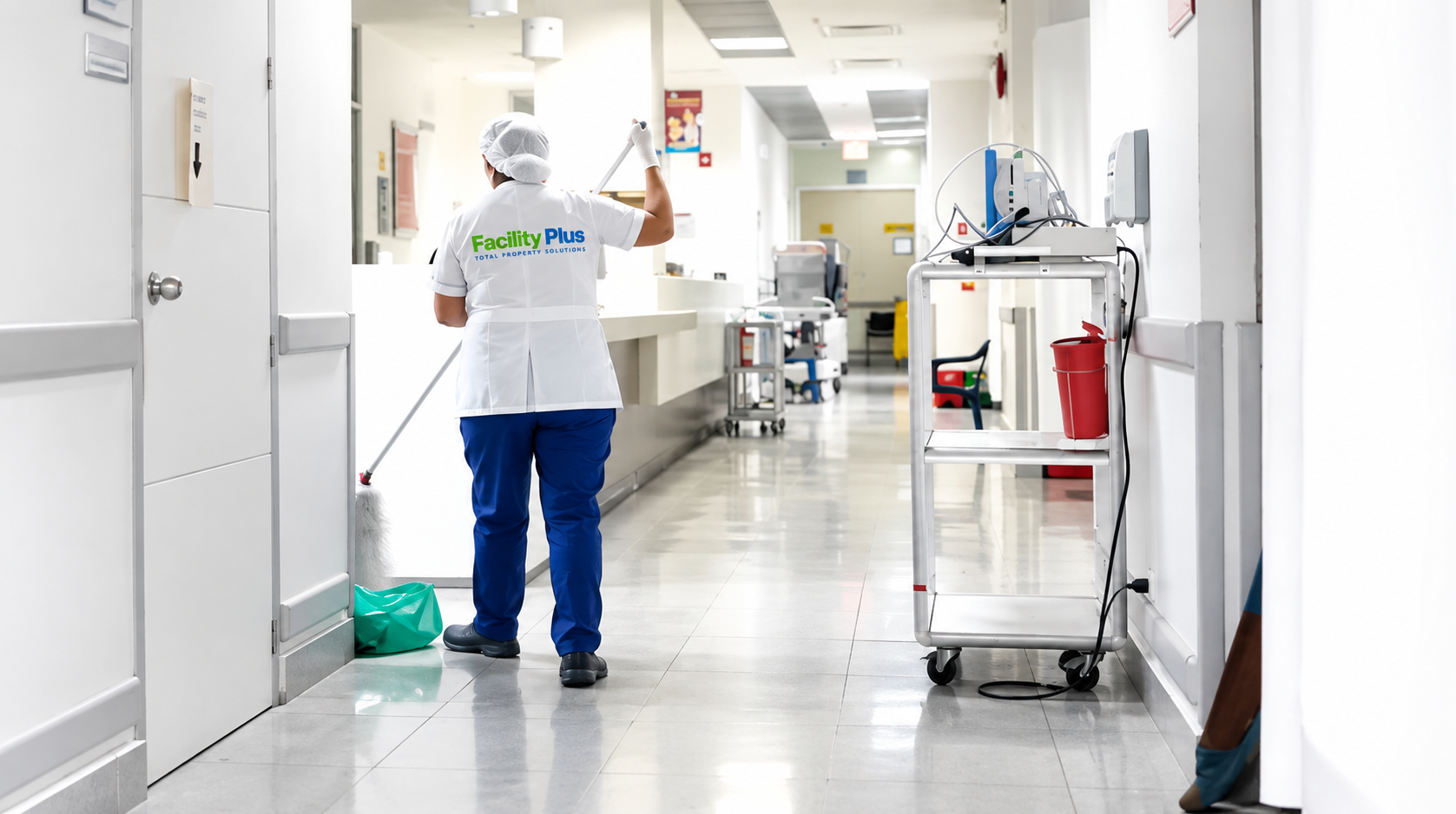 Facility Plus supervisor overseeing a facility services team